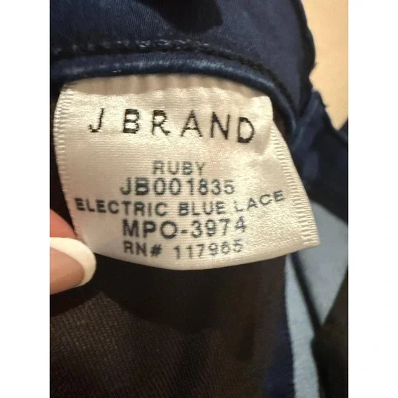 J Brand Ruby Electric Blue Coated High Rise Skinny Jeans Lace Hem Size 26 - Picture 5 of 7